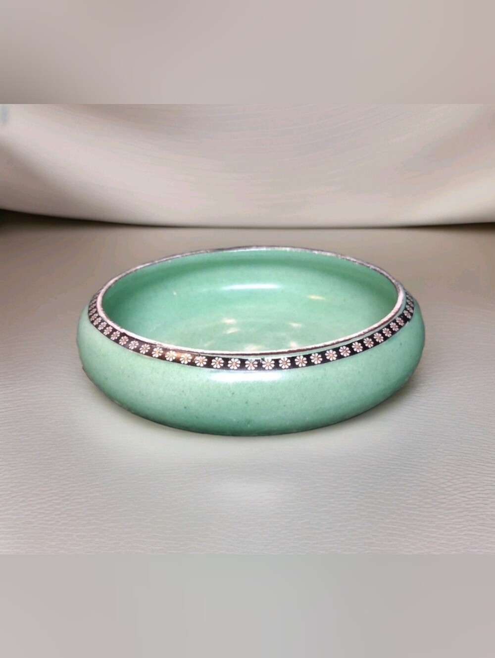 Small Vintage Czechoslovakia Round Porcelain Dish With Daisy Design